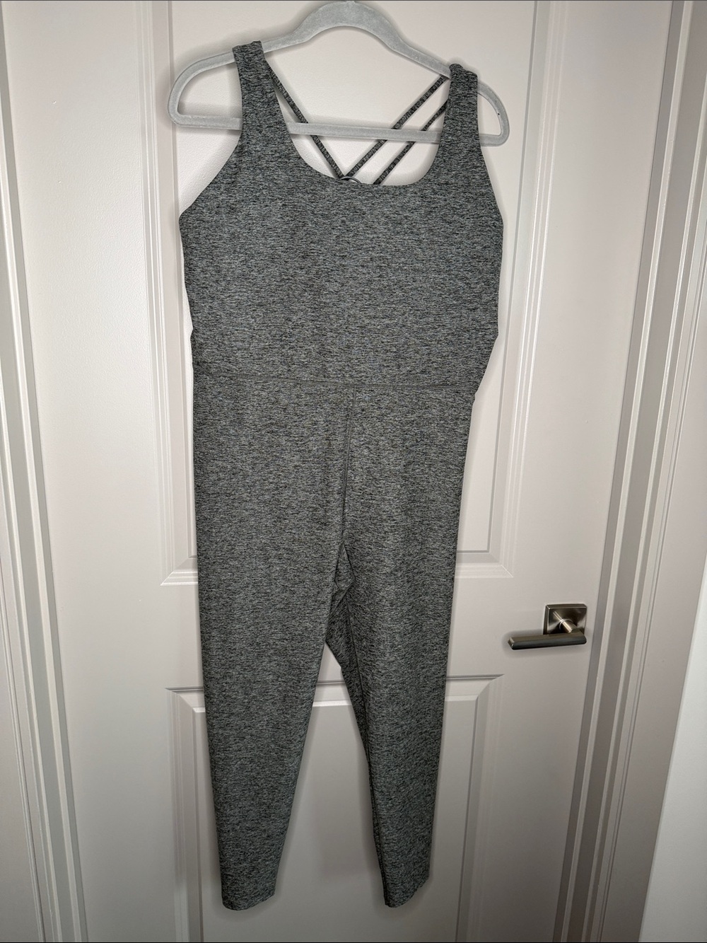CALIA by Carrie Underwood Heather Gray Strappy-Back Jumpsuit